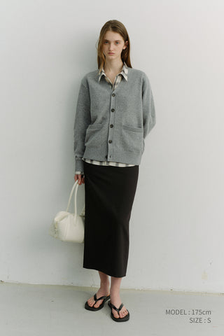 UNISEX BOYFRIEND KNIT CARDIGAN MELANGE GREY