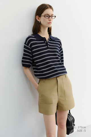 COTTON SAFARI SHORTS KHAKI BEIGE