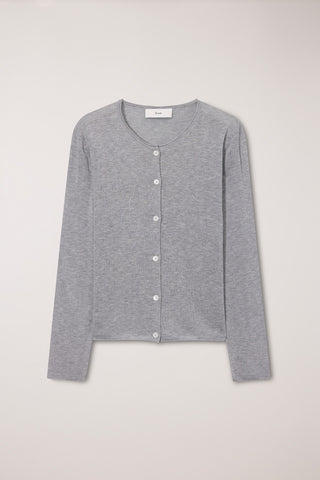 SUMMER ESSENTIAL CREWNECK CARDIGAN MELANGE GREY