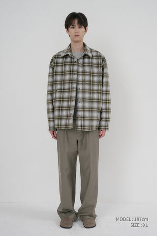 UNISEX QUILTED FLANNEL SHIRT KHAKI CHECK