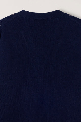 UNISEX V-NECK ARGYLE CARDIGAN NAVY