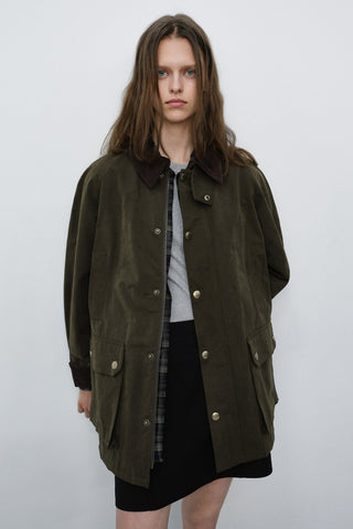 UNISEX WAXED COTTON HUNTING JACKET KHAKI