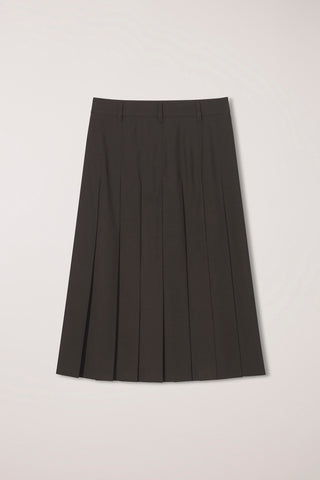 PLEATS LONG SKIRT BROWN