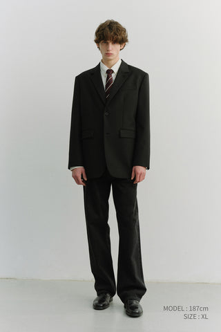 UNISEX 2 BUTTON WOOL BLAZER BLACK