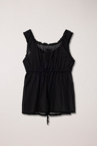 SHIRRING SLEEVELESS BLOUSE BLACK