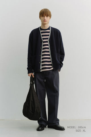 UNISEX BOYFRIEND KNIT CARDIGAN DARK NAVY