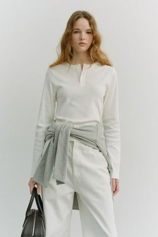 UNISEX HENLEY-NECK T-SHIRT OFF WHITE