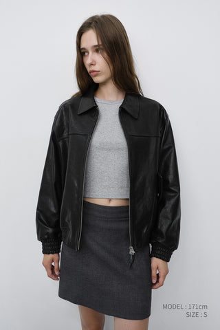 UNISEX REFINED LEATHER BLOUSON BLACK