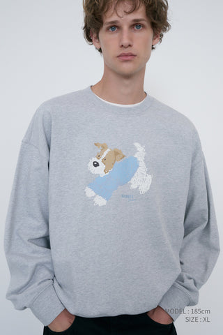 UNISEX PUPPY SWEATSHIRT MID MELANGE GREY
