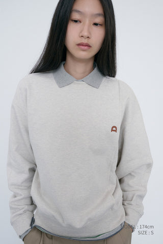 UNISEX DUNST LOGO CREASE SWEATSHIRT OATMEAL MELANGE
