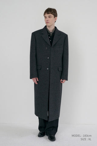 UNISEX 2-WAY 3 BUTTON COAT GREY STRIPE