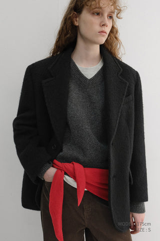 UNISEX ALPACA BLAZER COAT BLACK