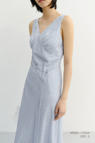 SLEEVELESS PATTERNED DRESS SOFT BLUE