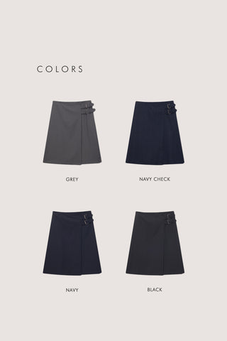 PLEATS MIDI SKIRT NAVY