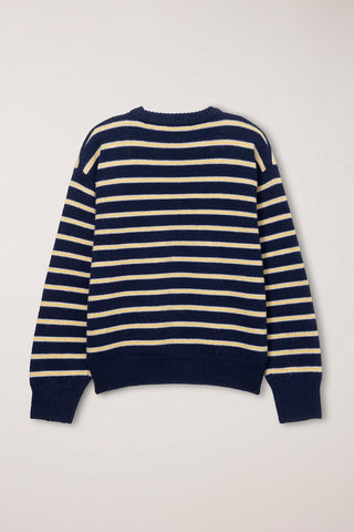 UNISEX STRIPED CHUNKY SWEATER NAVY