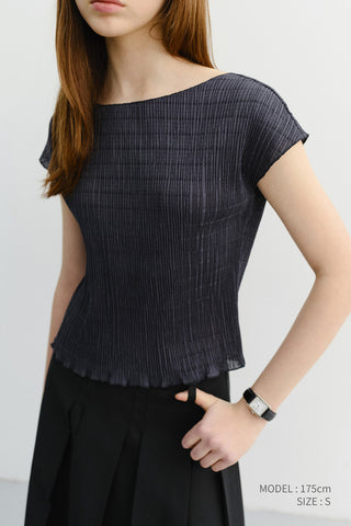 PLEATS BLOUSE CHARCOAL GREY