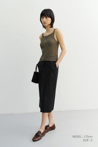 CROCHET BUSTIER KNIT TOP NEUTRAL KHAKI
