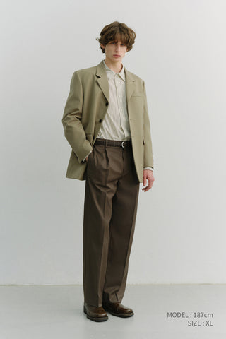 UNISEX 3 BUTTON WOOL BLAZER KHAKI BEIGE