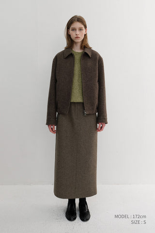 H-LINE LONG SKIRT MELANGE BROWN
