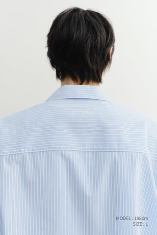 CROPPED OPEN COLLARED STRIPED SHIRT SOFT BLUE STRIPE