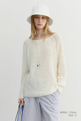CROCHET CREWNECK KNIT IVORY