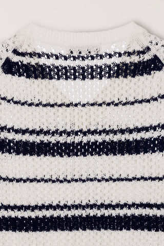 UNISEX CHUNKY STRIPED KNIT VEST NAVY