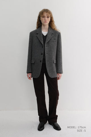 UNISEX 3 BUTTON WOOL BLAZER GREY
