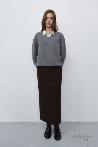 UNISEX CASHMERE V-NECK SWEATER MELANGE GREY