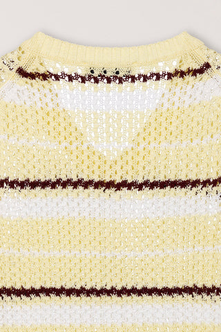 UNISEX CHUNKY STRIPED KNIT VEST BUTTER