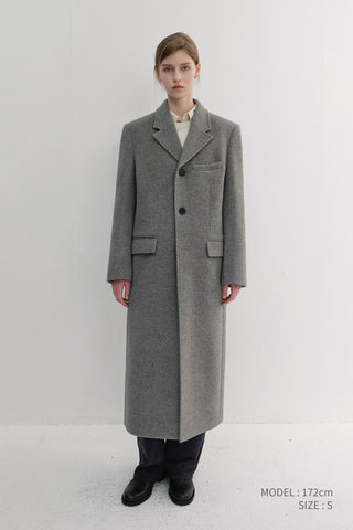 UNISEX 2-WAY 3 BUTTON CASHMERE COAT MELANGE GREY