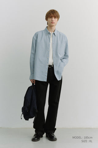 UNISEX OVERSIZED BD CHECKED SHIRT SOFT BLUE CHECK