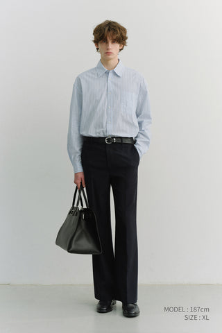 UNISEX OVERSIZED STRIPED SHIRT SKY BLUE STRIPE