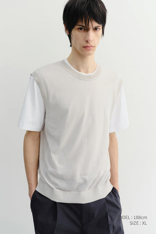 UNISEX SHEER LAYERING KNIT VEST LIGHT GREY