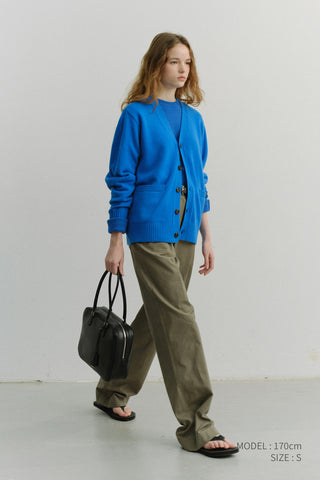 UNISEX BOYFRIEND KNIT CARDIGAN BLUE