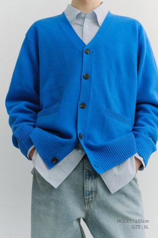 UNISEX BOYFRIEND KNIT CARDIGAN BLUE