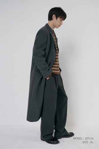 UNISEX 2-WAY 3 BUTTON CASHMERE COAT CHARCOAL GREY