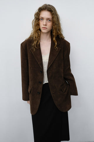 UNISEX RELAXED ALTER-SUEDE HALF JACKET BROWN