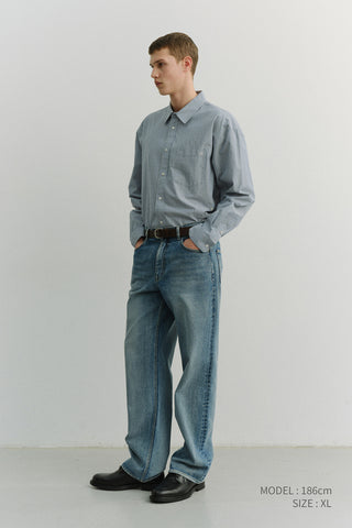 UNISEX 2-WAY OVERSIZED STRIPED SHIRT BLUE STRIPE