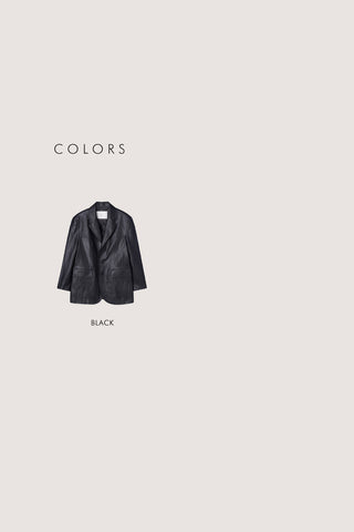 UNISEX RELAXED ALTER-LEATHER HALF JACKET BLACK