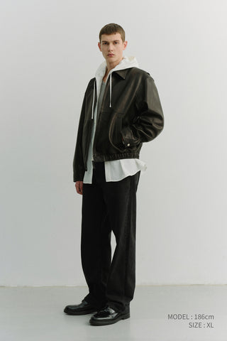 UNISEX DRIZZLER LEATHER JACKET BLACK