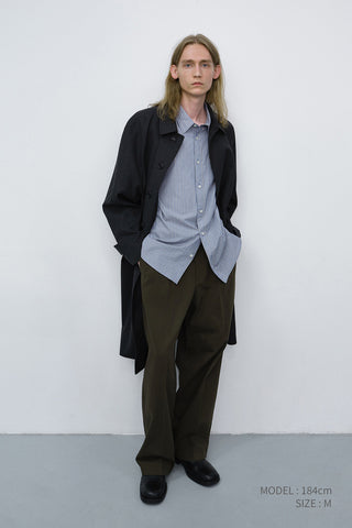 DOUBLE PLEATED WIDE CHINO SLACKS KHAKI