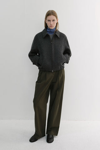 UNISEX COLLARED WOOL BLOUSON CHARCOAL GREY