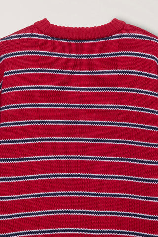 UNISEX STRIPED CHUNKY SWEATER RED