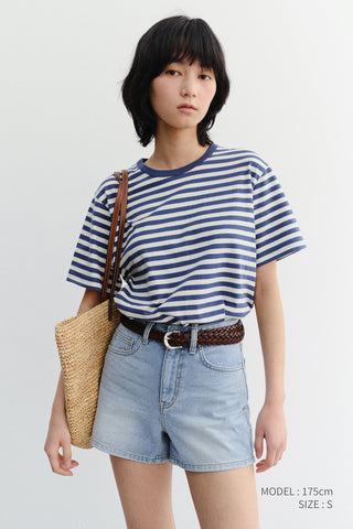 UNISEX STRIPED T-SHIRT BLUE IVORY