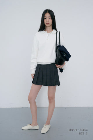 UNISEX LEATHER LOGO COLLARED T-SHIRT WHITE