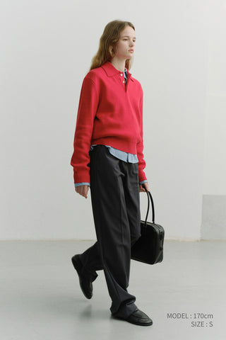 UNISEX CASHMERE COLLARED SWEATER RED
