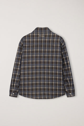 UNISEX QUILTED FLANNEL SHIRT BROWN CHECK