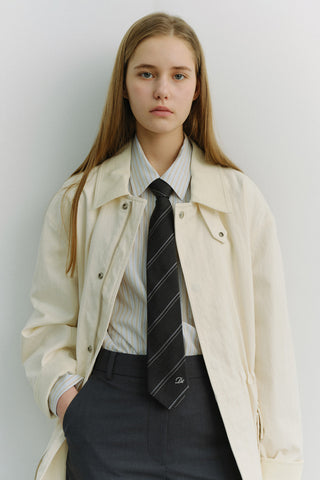 STRIPED TIE CHARCOAL GREY