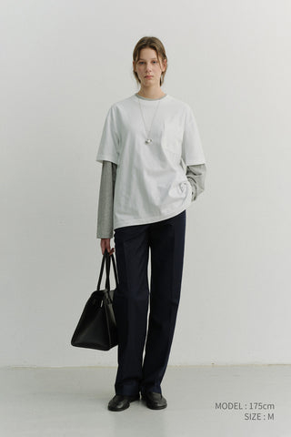 UNISEX LAYERED SET-UP T-SHIRT OFF WHITE MELANGE GREY