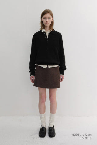 WOOL MINI SKIRT DEEP BROWN